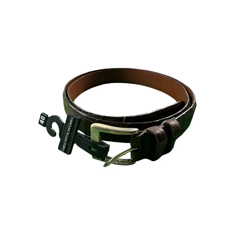 Saks Fifth Avenue Genuine American Alligator Brown Belt Size 40 NWT